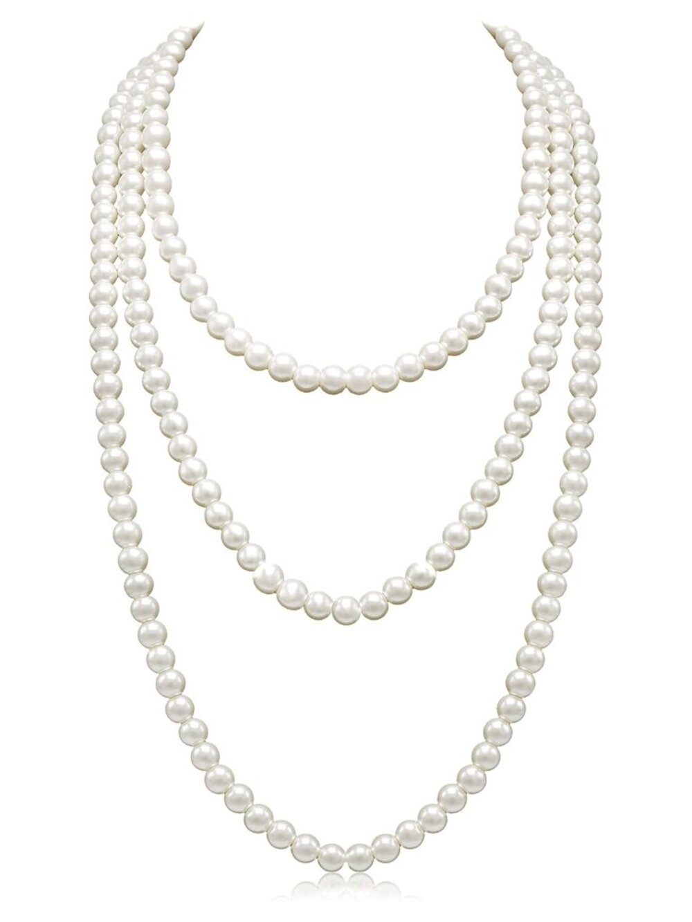 Faux Pearl Strand Necklace 69 Inch Layered Long Necklace Costume Jewelry